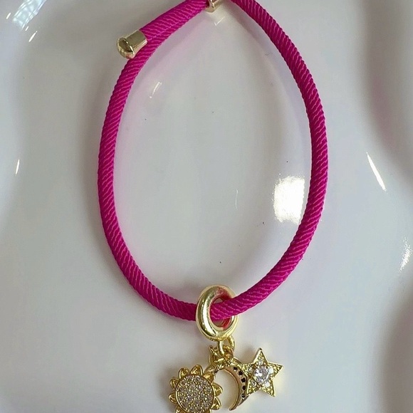Red Cord Bracelet with Gold Charms - Picture 3 of 9